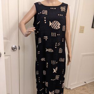 Tropical black/cream sheath w/ matching jacket